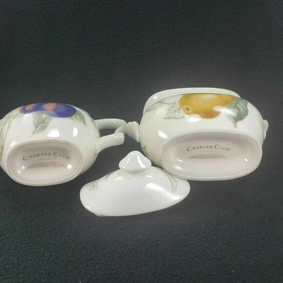 Charter Club Summer Grove Creamer Lidded Sugar Bowl Set Plum Currant Pear - Picture 5 of 11